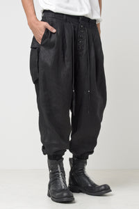 2301-PT03 Linen Lazy Pants Black
