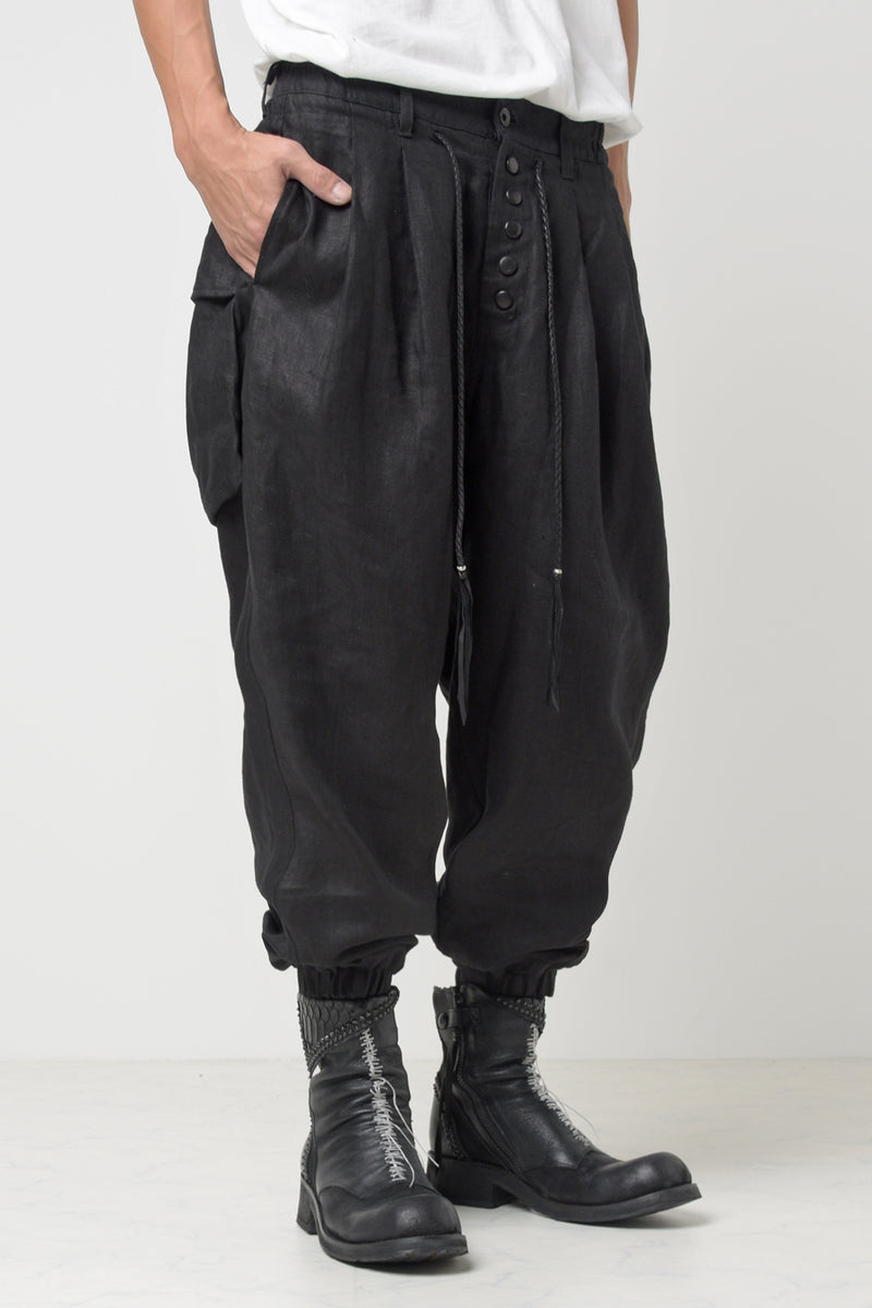 2301-PT03 Linen Lazy Pants Black