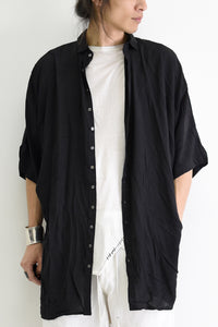 1901-SH03B Tesla Rayon Lazy Shirt Black
