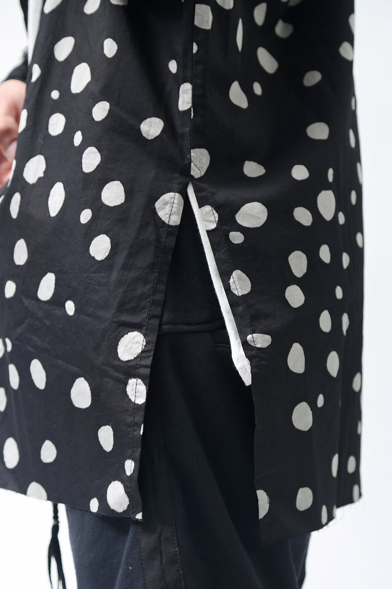 1902-SH01 Polka Dot Long Shirt Black