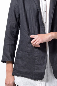 2201-JK04A Back Stitch Cropped Sleeve JKT Black