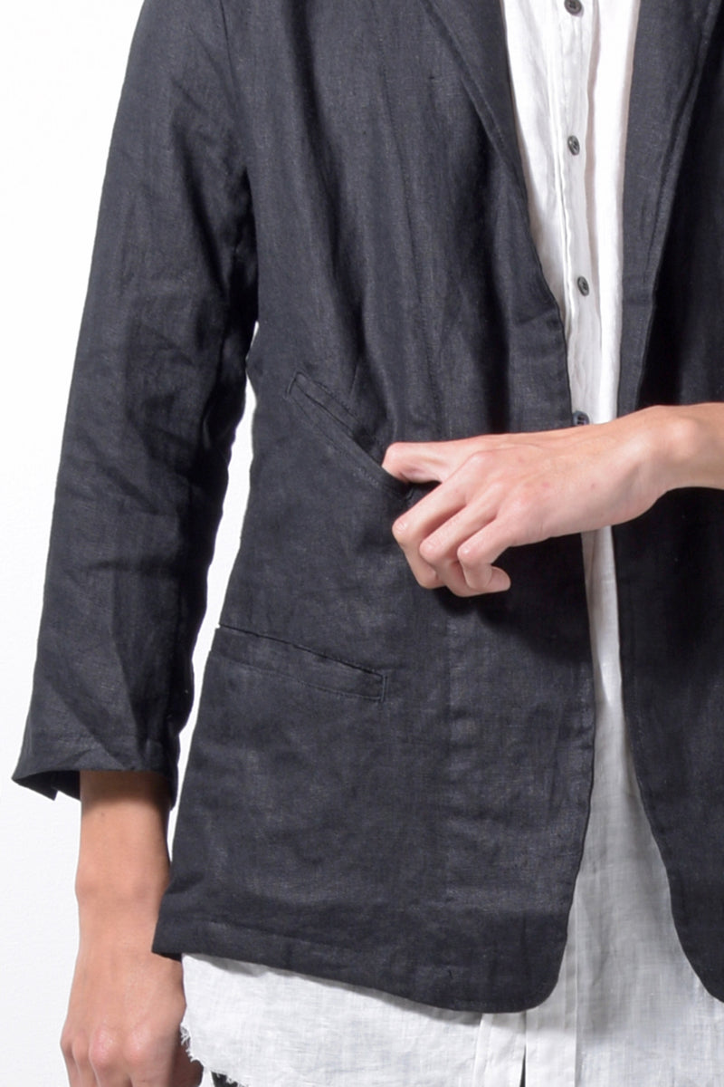 2201-JK04A Back Stitch Cropped Sleeve JKT Black