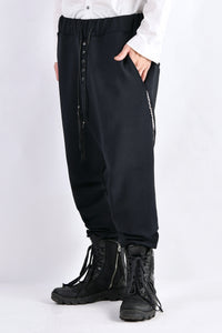 2102-PT06 Nylon Stretch Track Pants Black