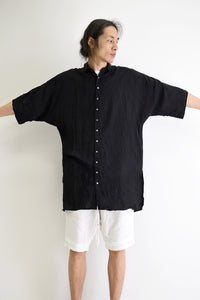 1901-SH03B Tesla Rayon Lazy Shirt Black
