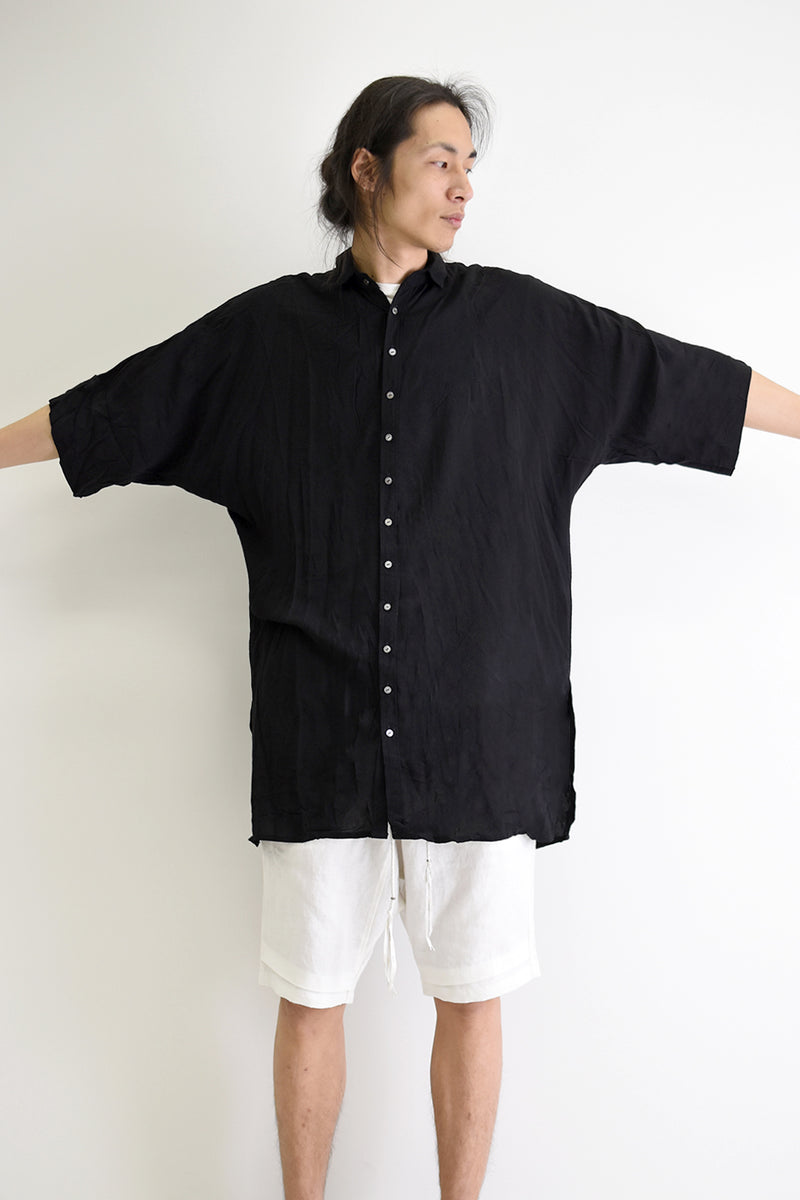 1901-SH03B Tesla Rayon Lazy Shirt Black
