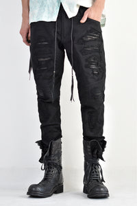 1702-PT02A Crush Skinny Twill Pants 07A Black