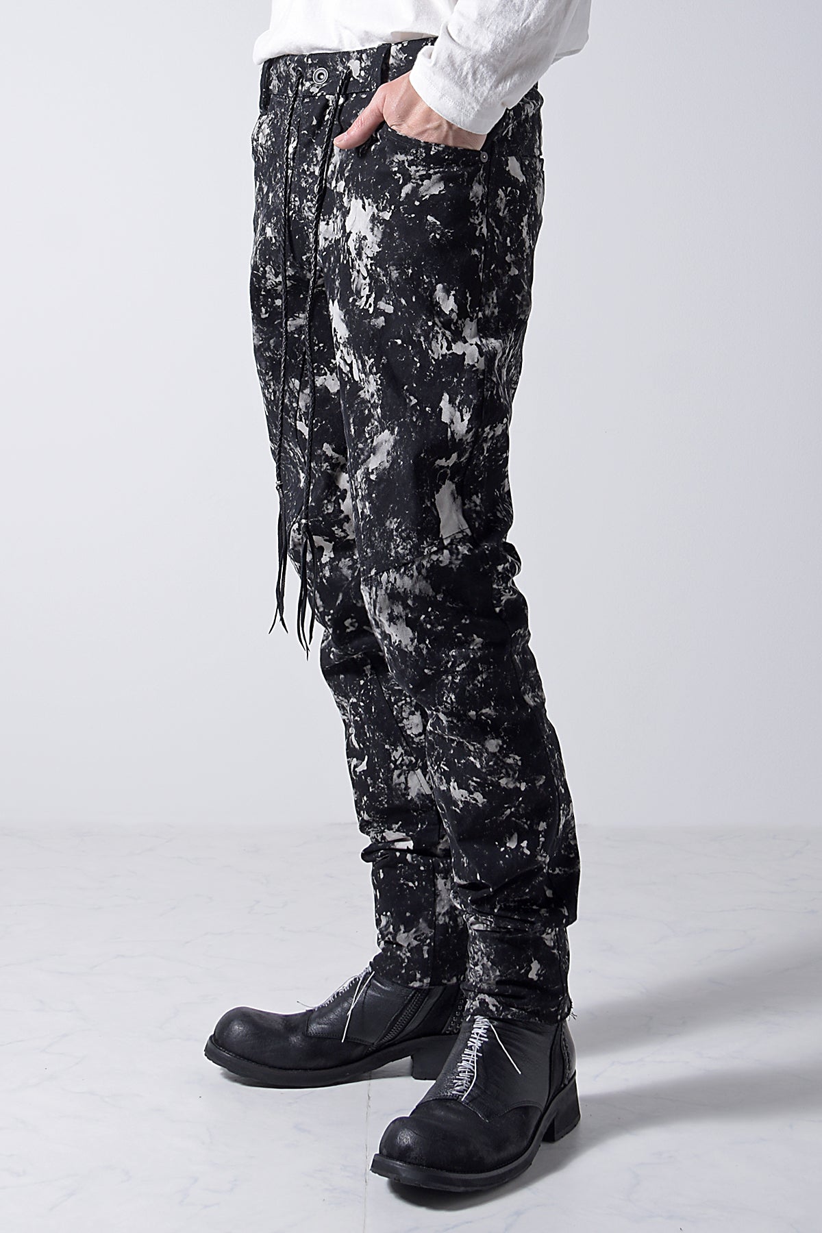 2202-PT08B Flake Discharged Stretch Pants 05