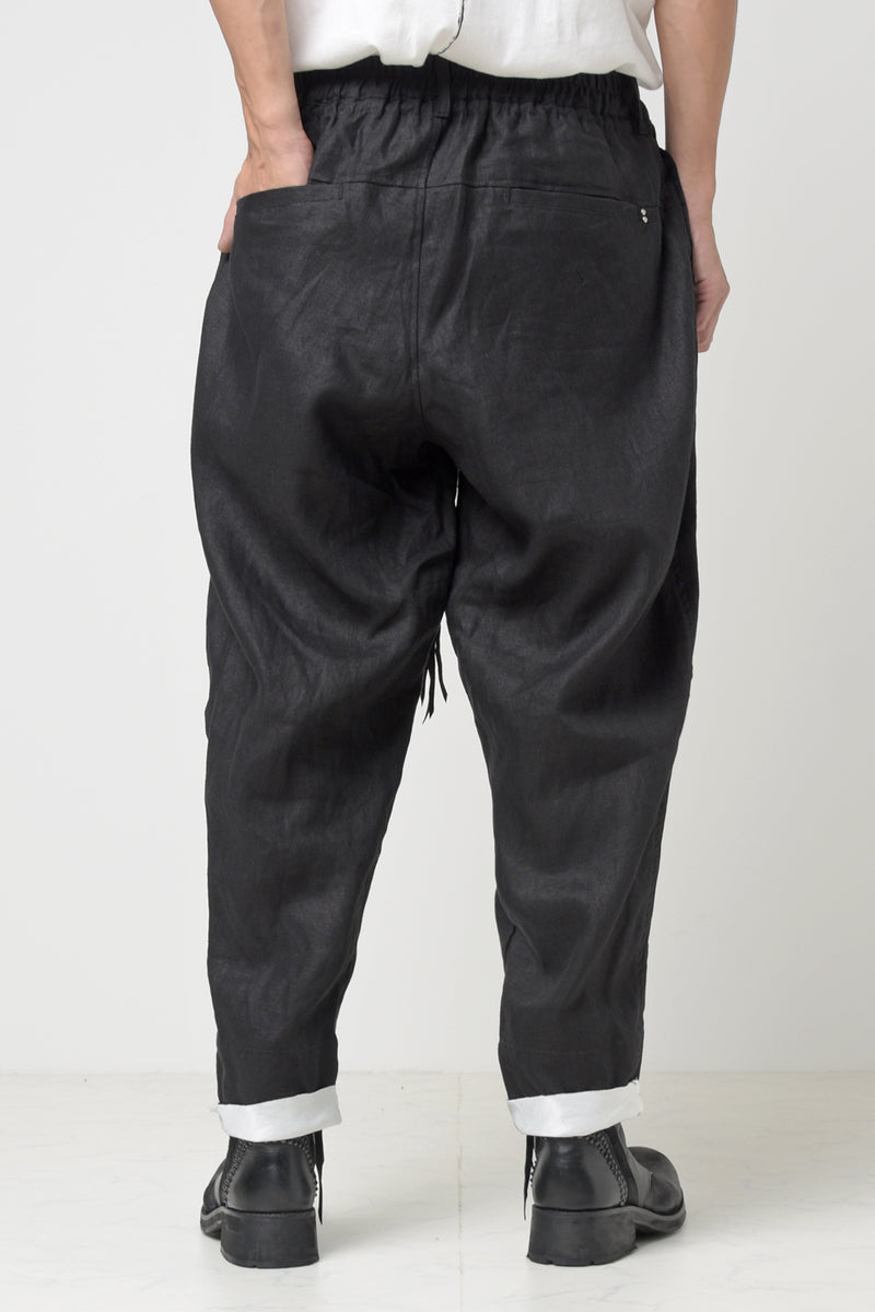 2301-PT04 Linen Lazy Layered Pants Black