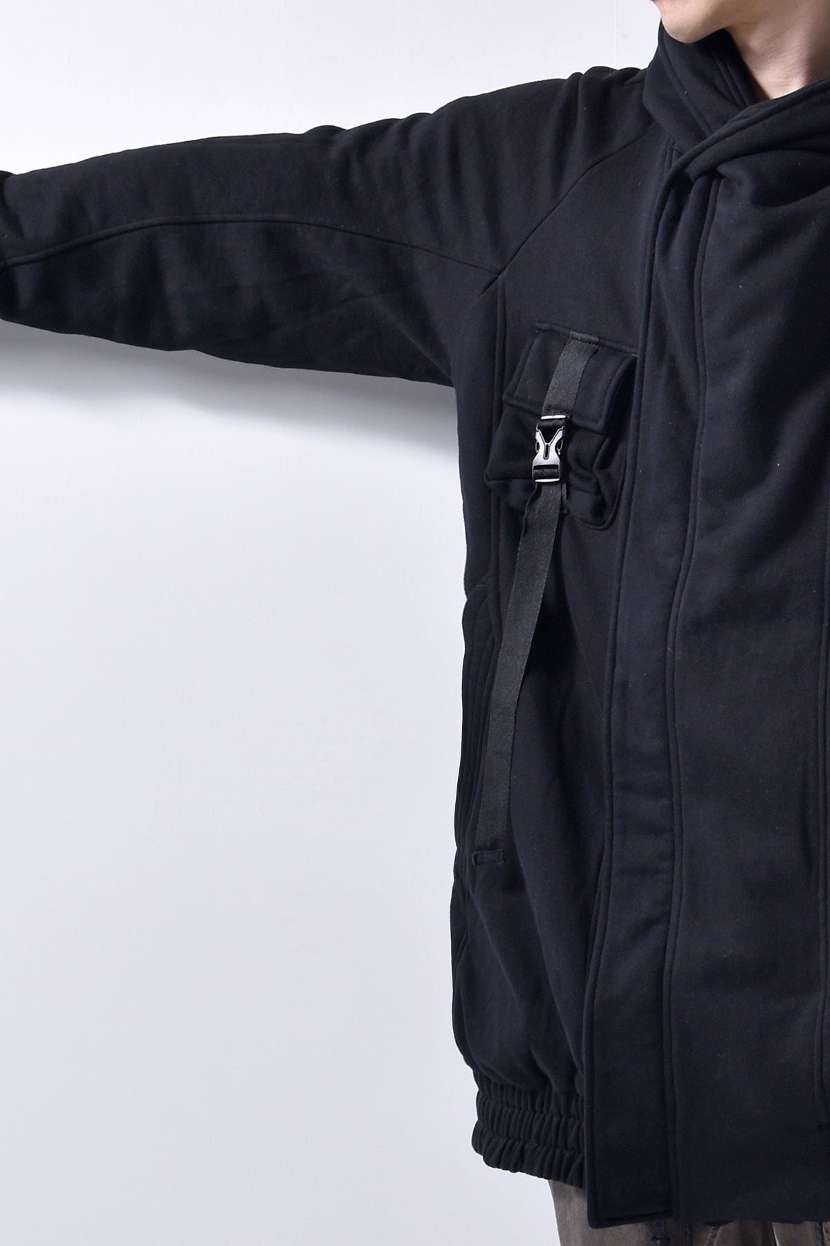 2102-JK03C Hooded Fleece Coat Black