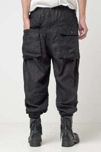 2301-PT03 Linen Lazy Pants Black