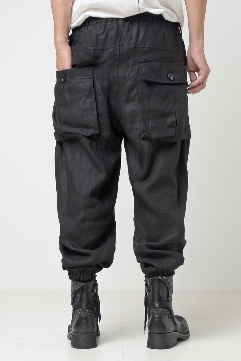 2301-PT03 Linen Lazy Pants Black