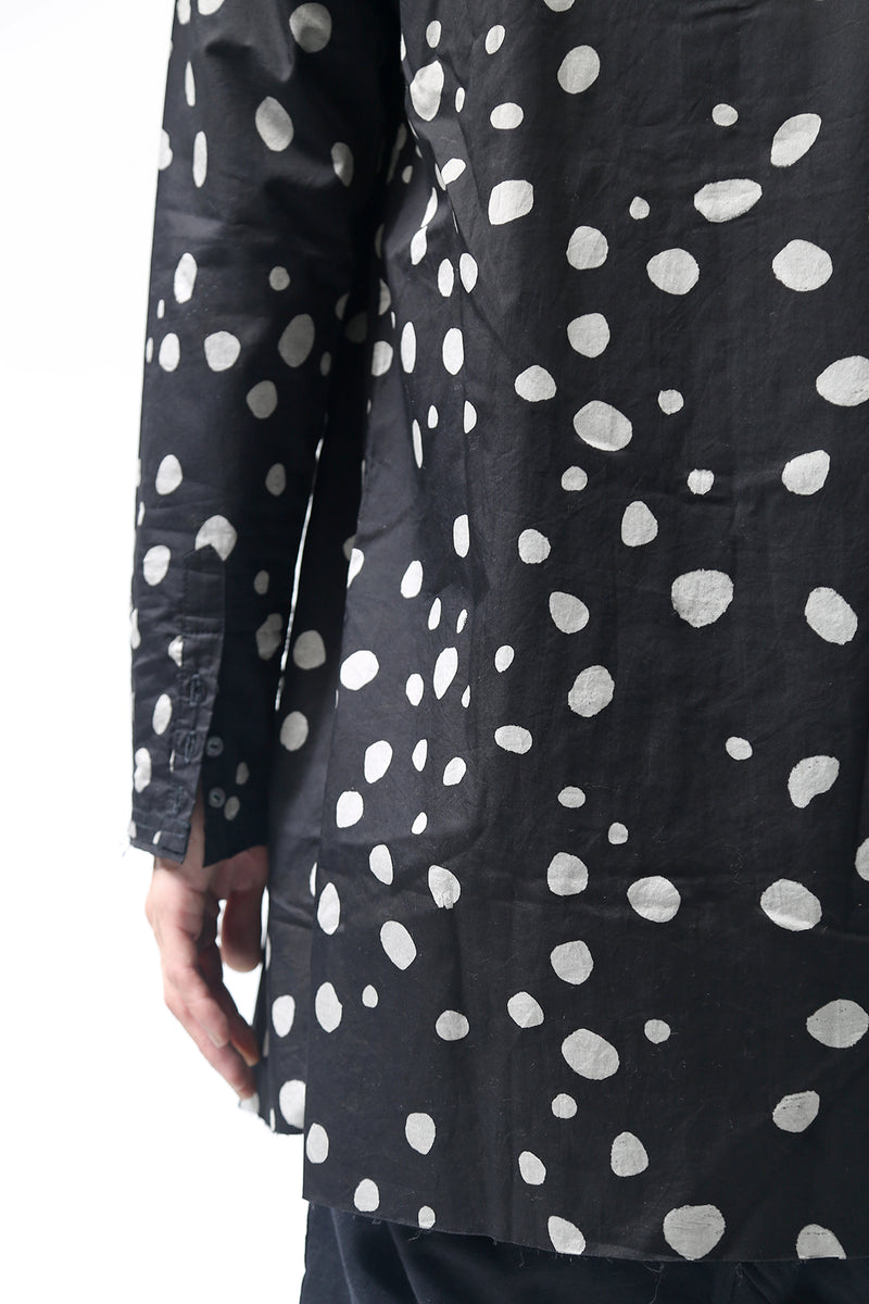 1902-SH01 Polka Dot Long Shirt Black