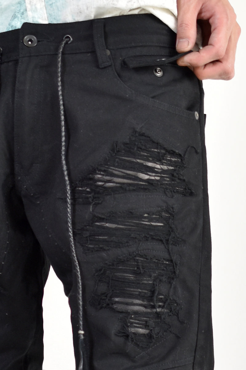 1702-PT02A Crush Skinny Twill Pants 07A Black