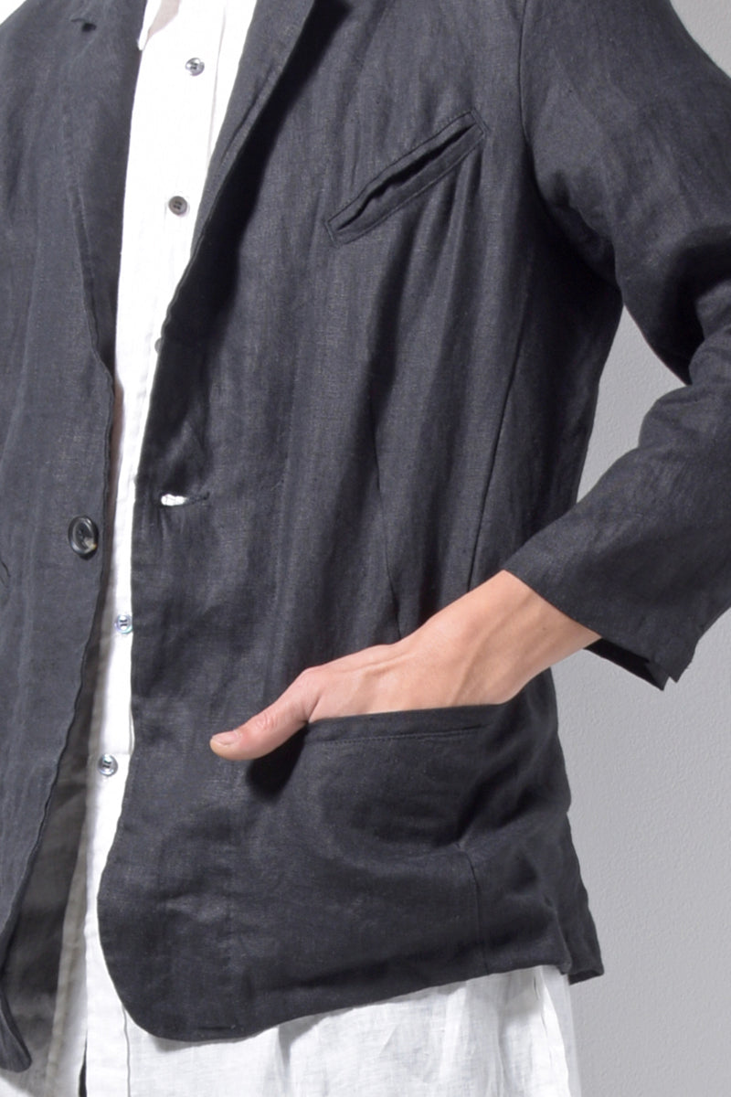 2201-JK04A Back Stitch Cropped Sleeve JKT Black