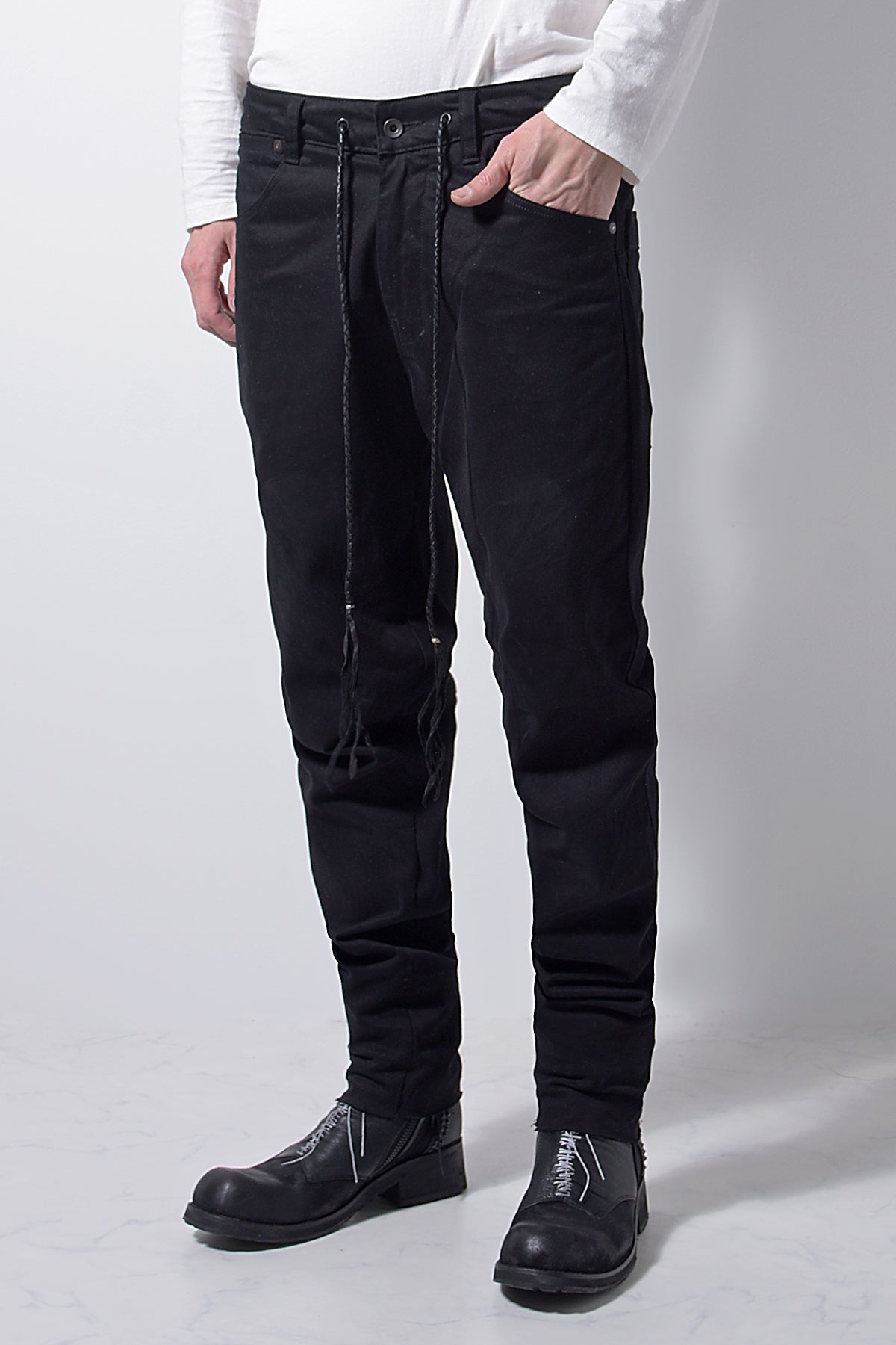 2202-PT01A Drop Crotch Pants Black