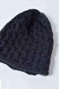 2002-KT05 Cable Mohair Beanie 02 Black