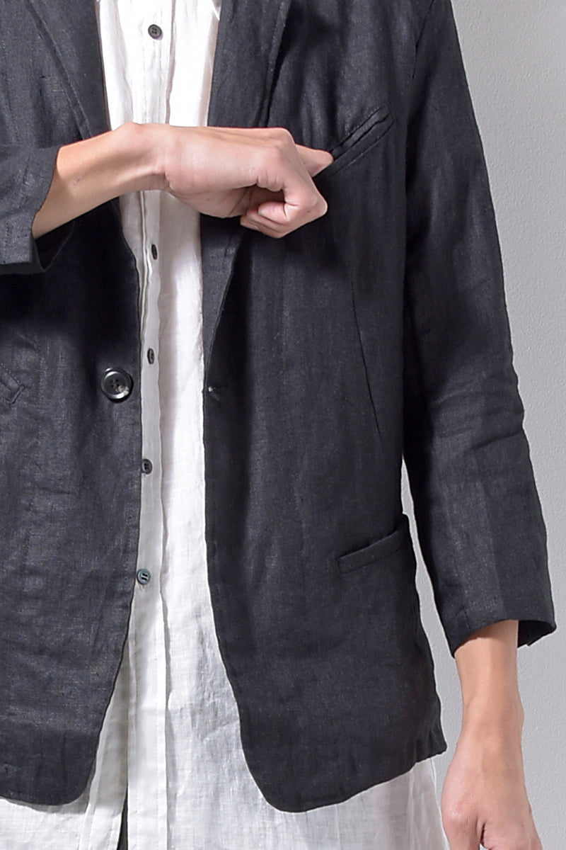 2201-JK04A Back Stitch Cropped Sleeve JKT Black