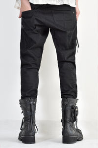 1702-PT02A Crush Skinny Twill Pants 07A Black