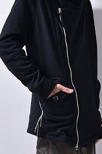 2102-JK04 Hooded Over Fleece Coat Black