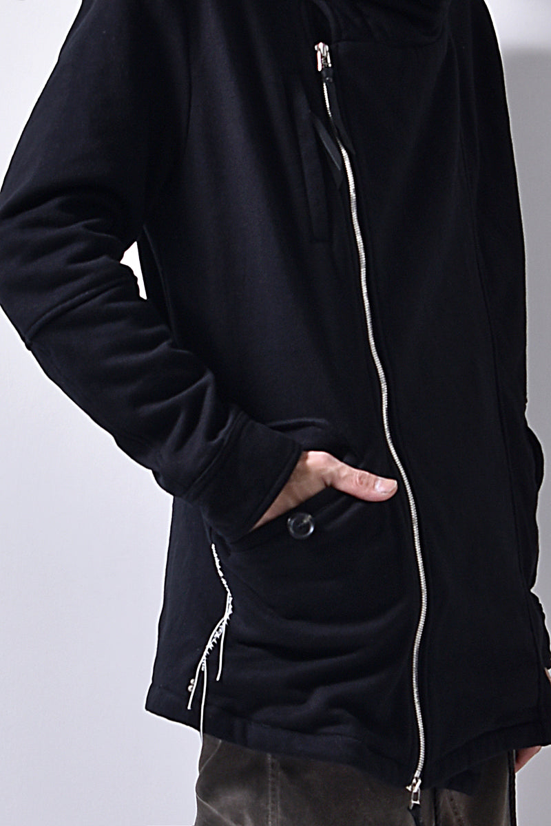2102-JK04 Hooded Over Fleece Coat Black