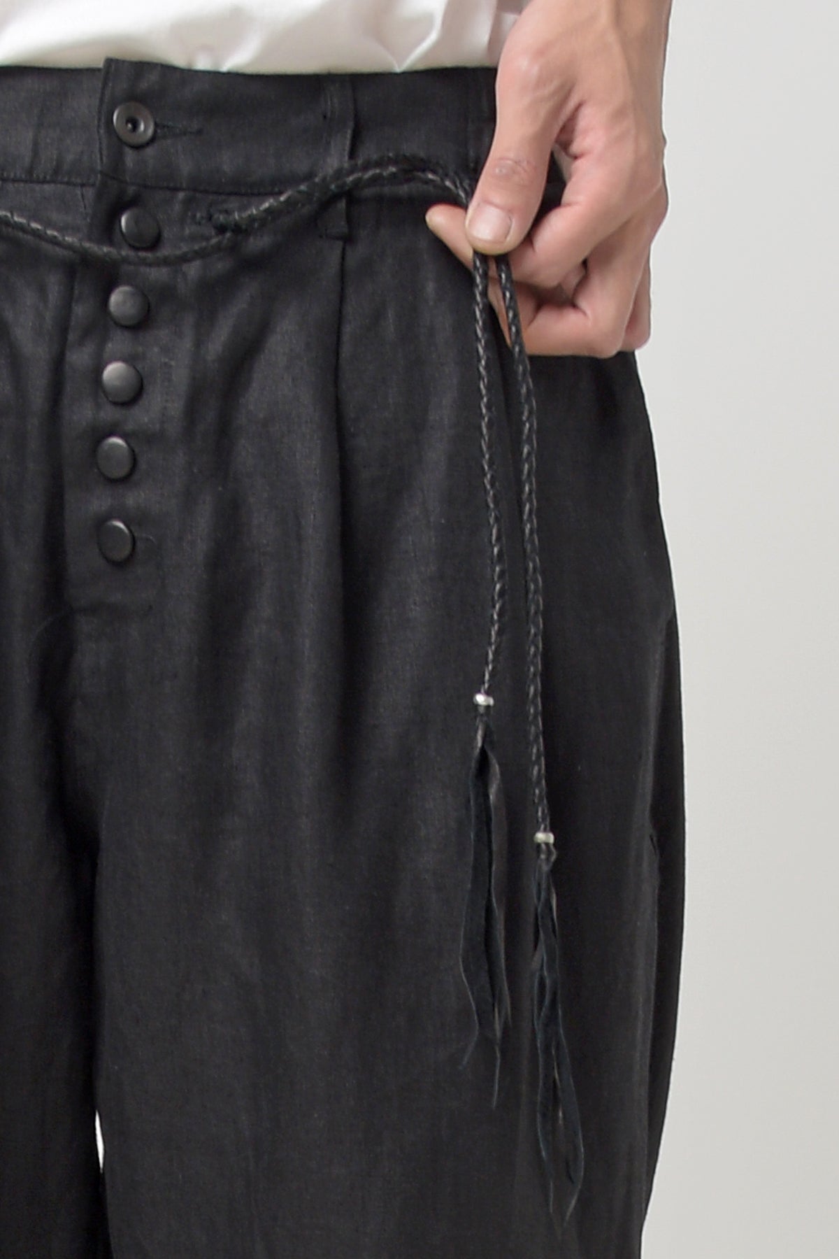 2301-PT04 Linen Lazy Layered Pants Black