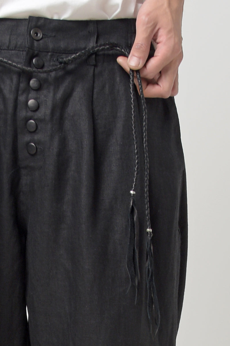 2301-PT04 Linen Lazy Layered Pants Black