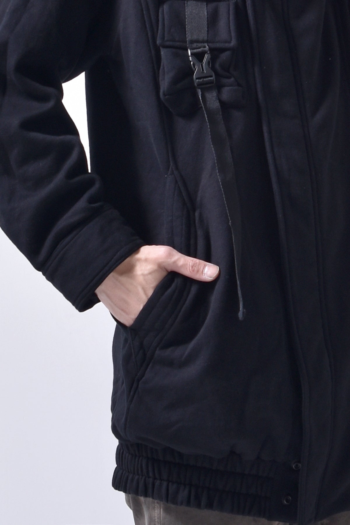 2102-JK03C Hooded Fleece Coat Black