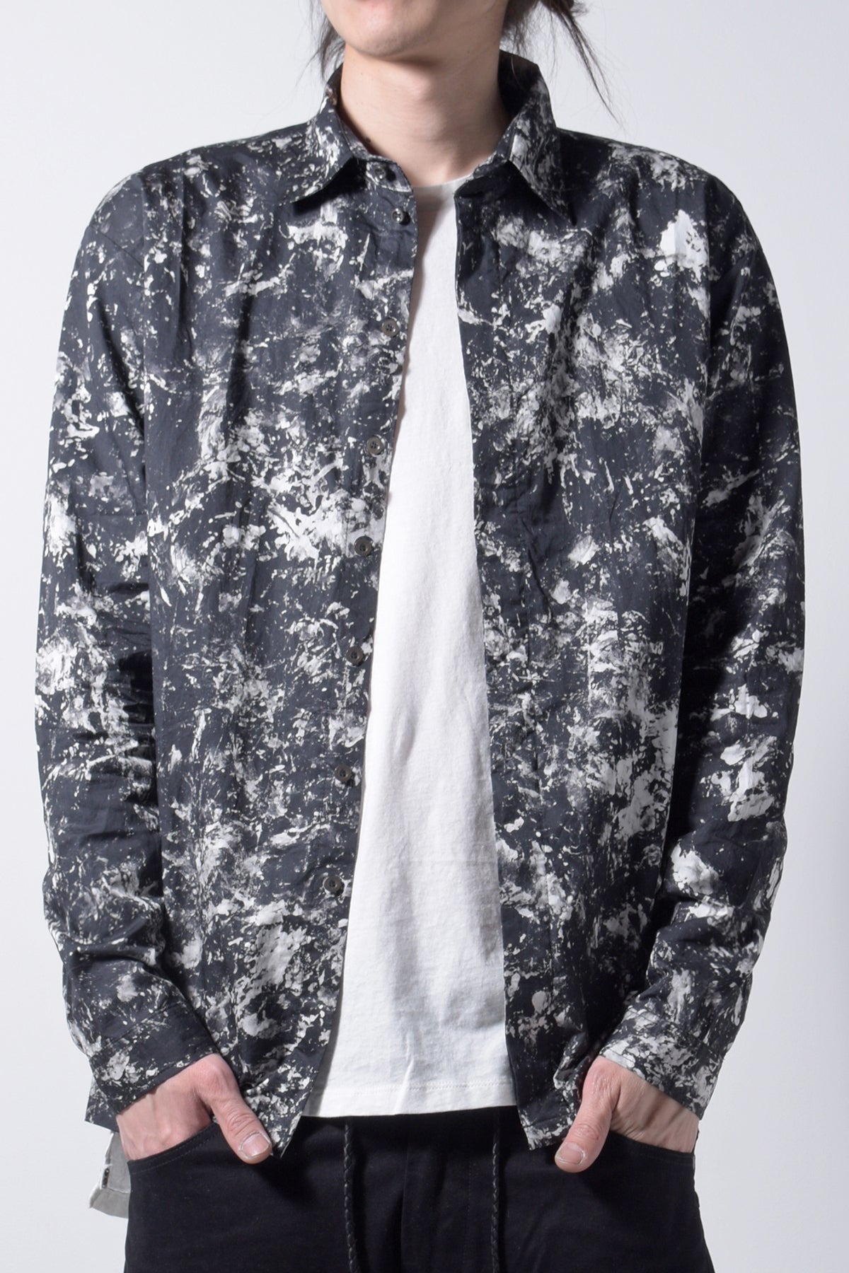 2202-SH03A Flake Discharged Slim Shirt