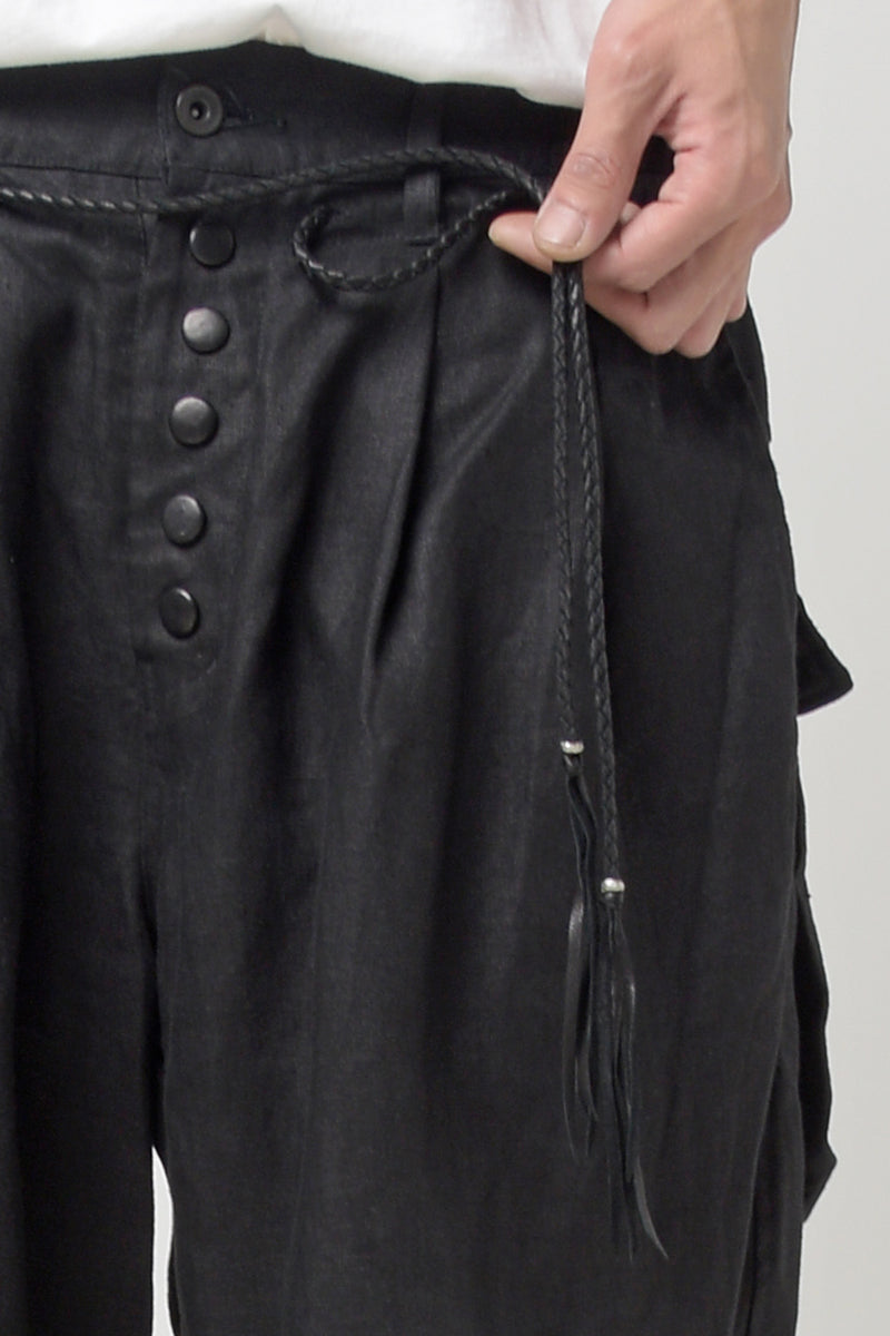 2301-PT03 Linen Lazy Pants Black