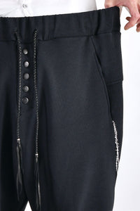 2102-PT06 Nylon Stretch Track Pants Black