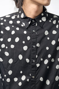 1902-SH01 Polka Dot Long Shirt Black