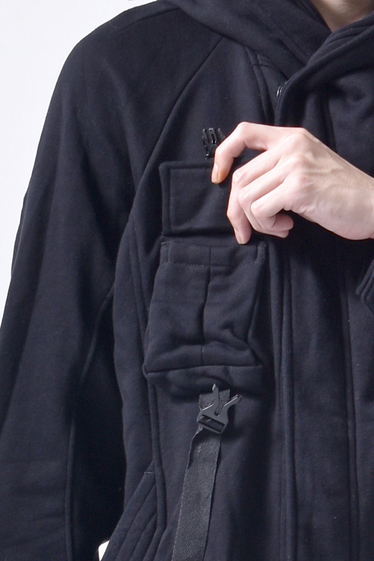 2102-JK03C Hooded Fleece Coat Black