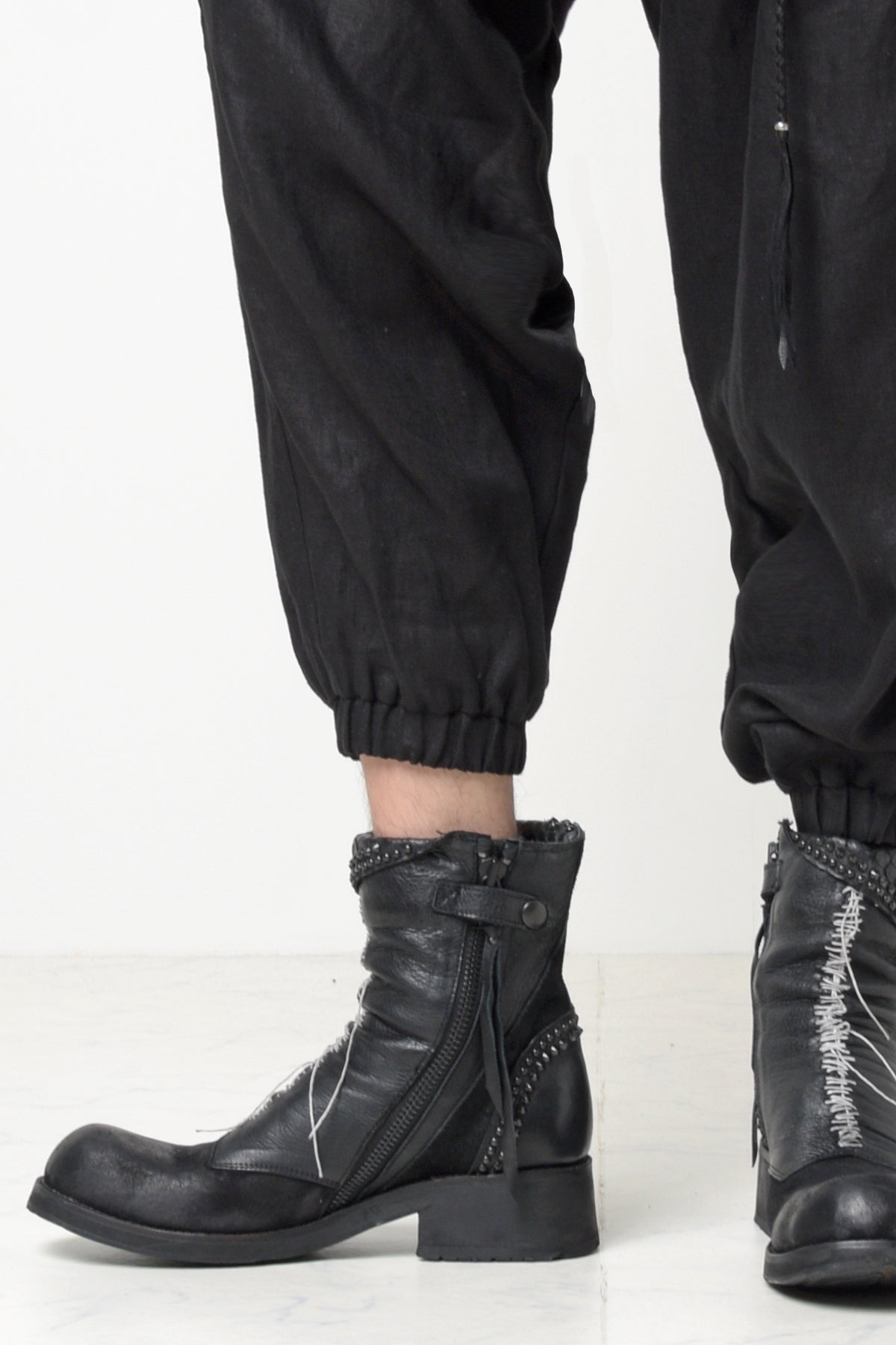 2301-PT03 Linen Lazy Pants Black