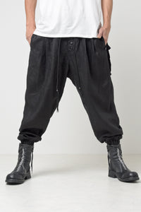 2301-PT03 Linen Lazy Pants Black