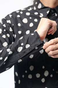 1902-SH01 Polka Dot Long Shirt Black