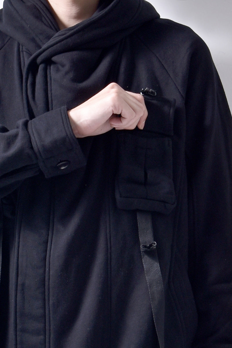 2102-JK03C Hooded Fleece Coat Black