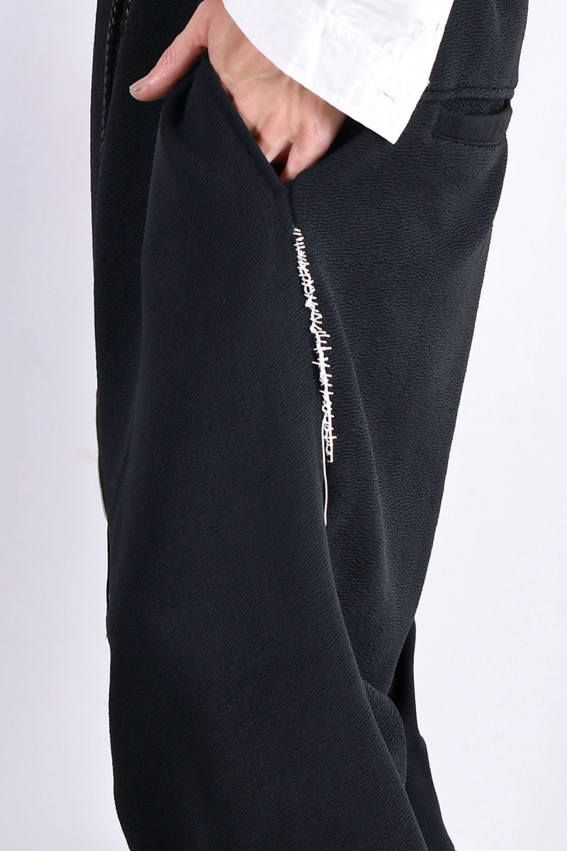 2102-PT06 Nylon Stretch Track Pants Black