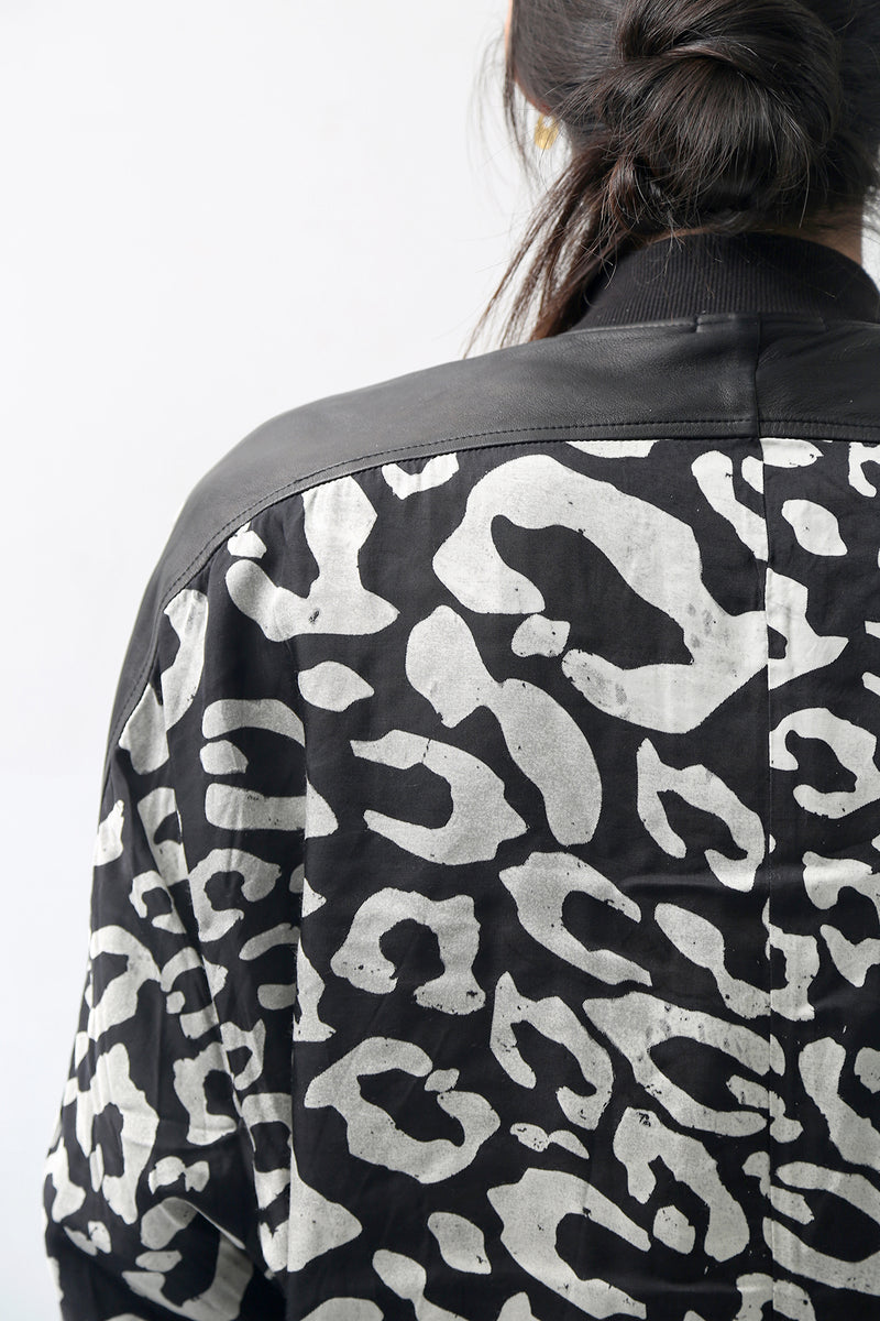 1902-JK05 Leather Combi Dolman JKT / LP Black