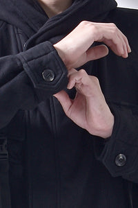 2102-JK03C Hooded Fleece Coat Black