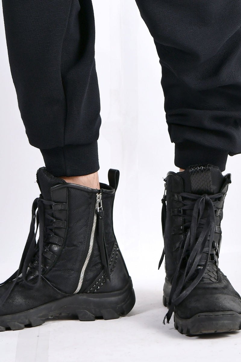 2102-PT06 Nylon Stretch Track Pants Black