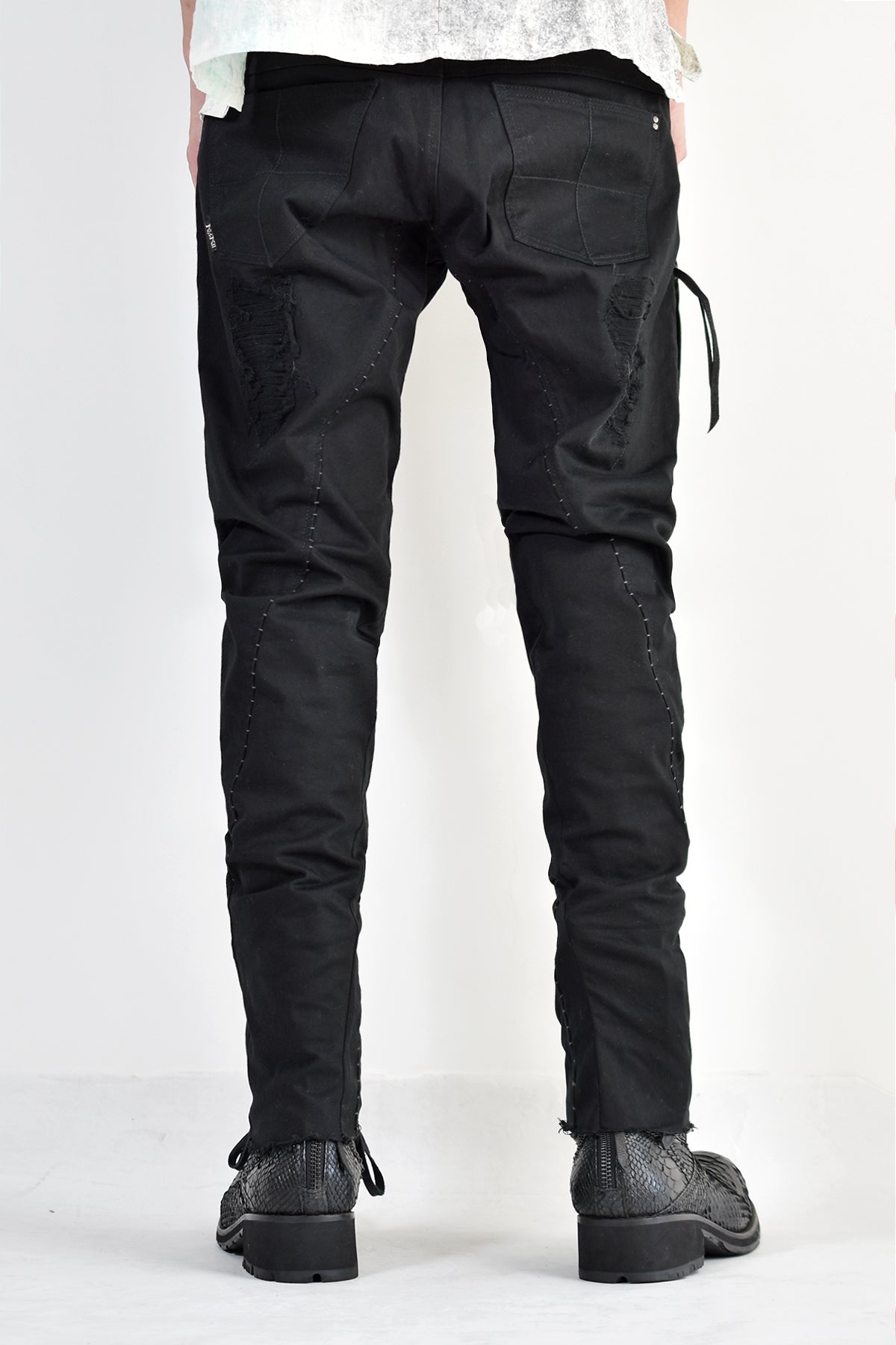 1702-PT02A Crush Skinny Twill Pants 07A Black