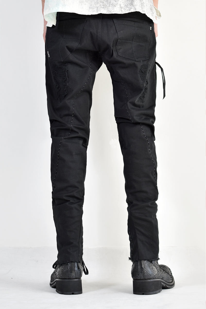 1702-PT02A Crush Skinny Twill Pants 07A Black