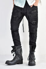 1702-PT02A Crush Skinny Twill Pants 07A Black