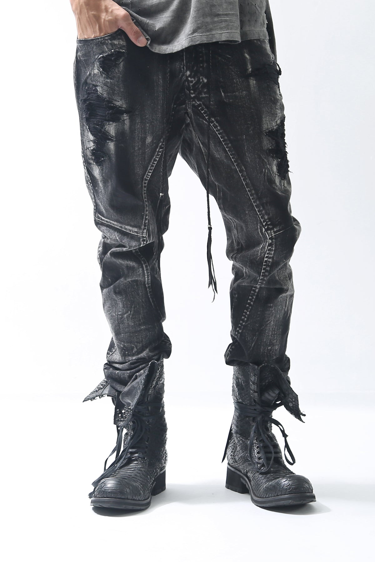 KMRii ケムリ 2019 AW Discharged Crush Pants ディスチャージド