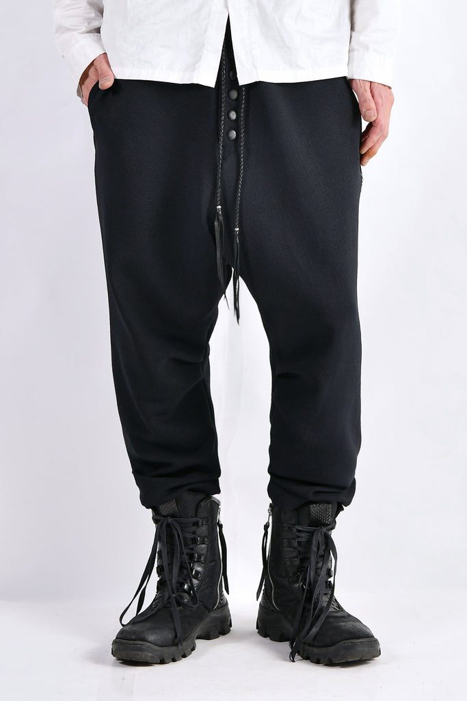2102-PT06 Nylon Stretch Track Pants Black