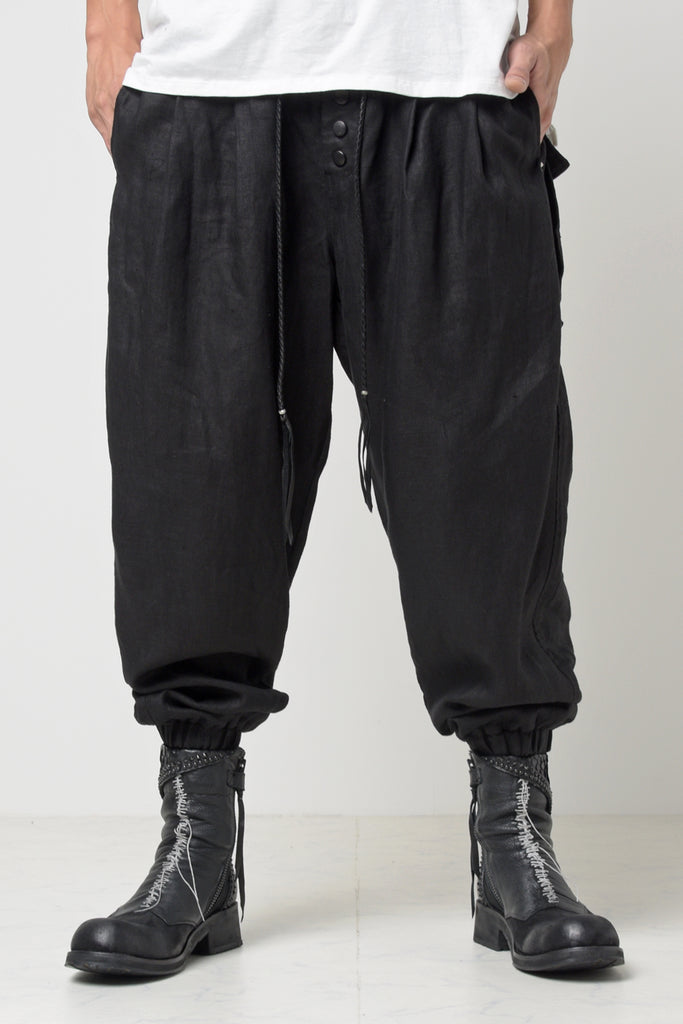 2301-PT03 Linen Lazy Pants Black