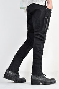 1702-PT02A Crush Skinny Twill Pants 07A Black