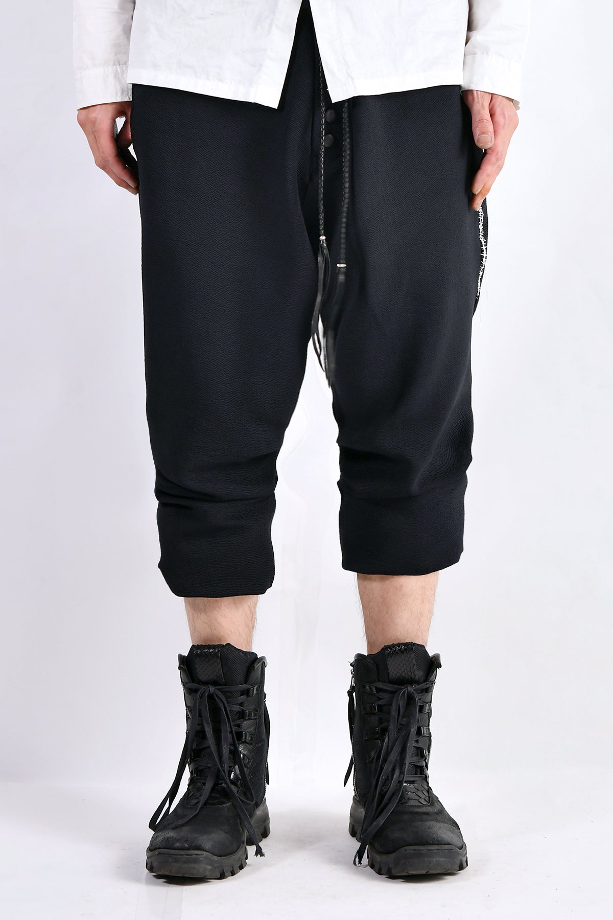 2102-PT06 Nylon Stretch Track Pants Black