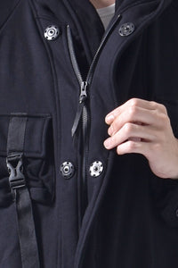 2102-JK03C Hooded Fleece Coat Black