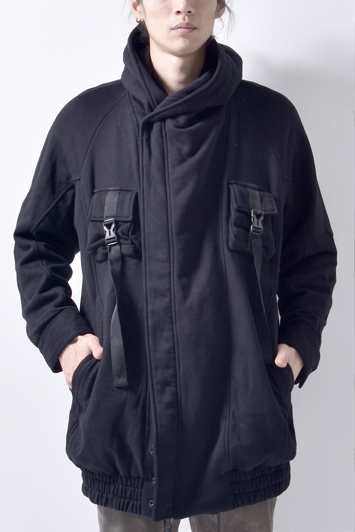 2102-JK03C Hooded Fleece Coat Black